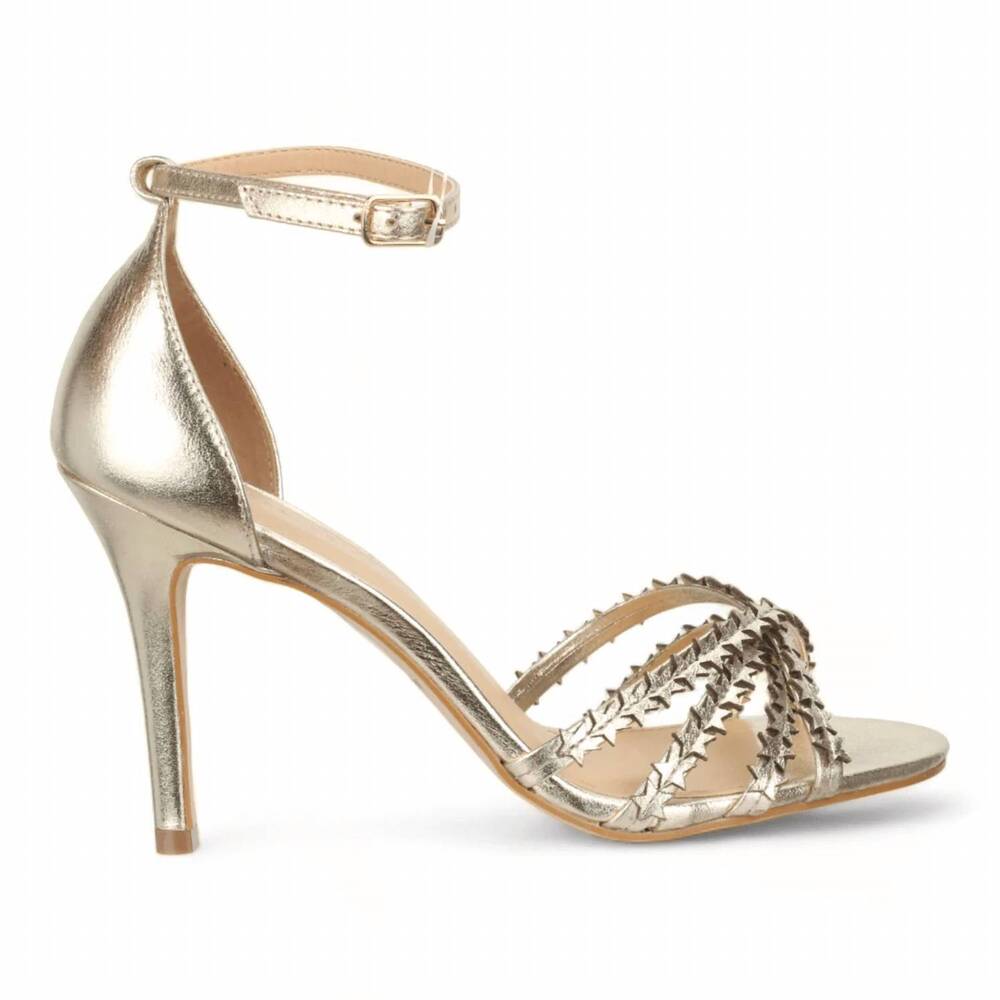NEW BRUNO MENEGATTI women's stars dress heel sandals in gold